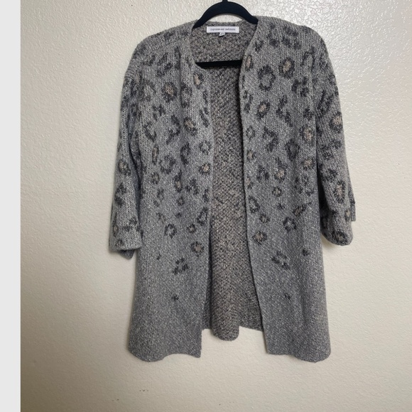Kline Leopard Cheetah Hipster Hippie Artsy Boho Bohemian Winter Cardigan Sweater - Picture 9 of 9